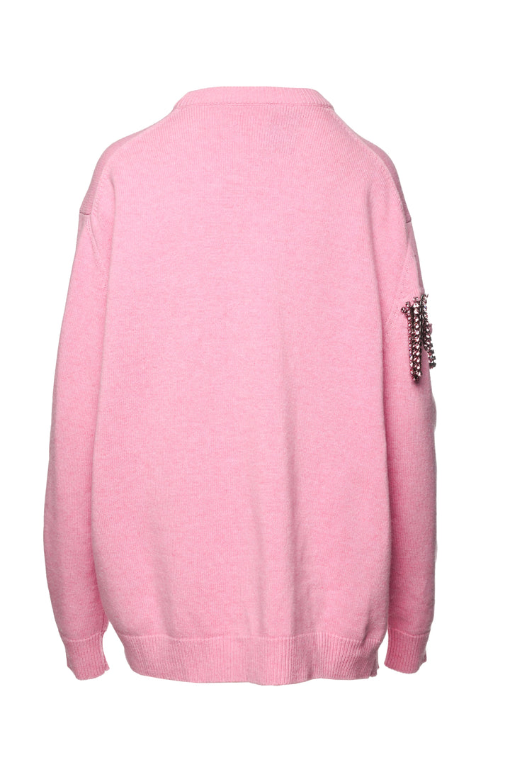 Christopher Kane Size M Cutout Cupchain Crystal Knit Sweater