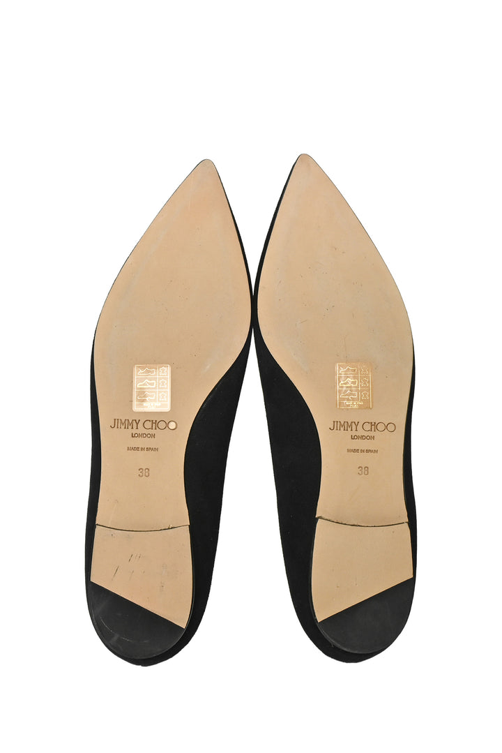 Jimmy Choo Size 38 Alina Pointed Toe Suede Flats
