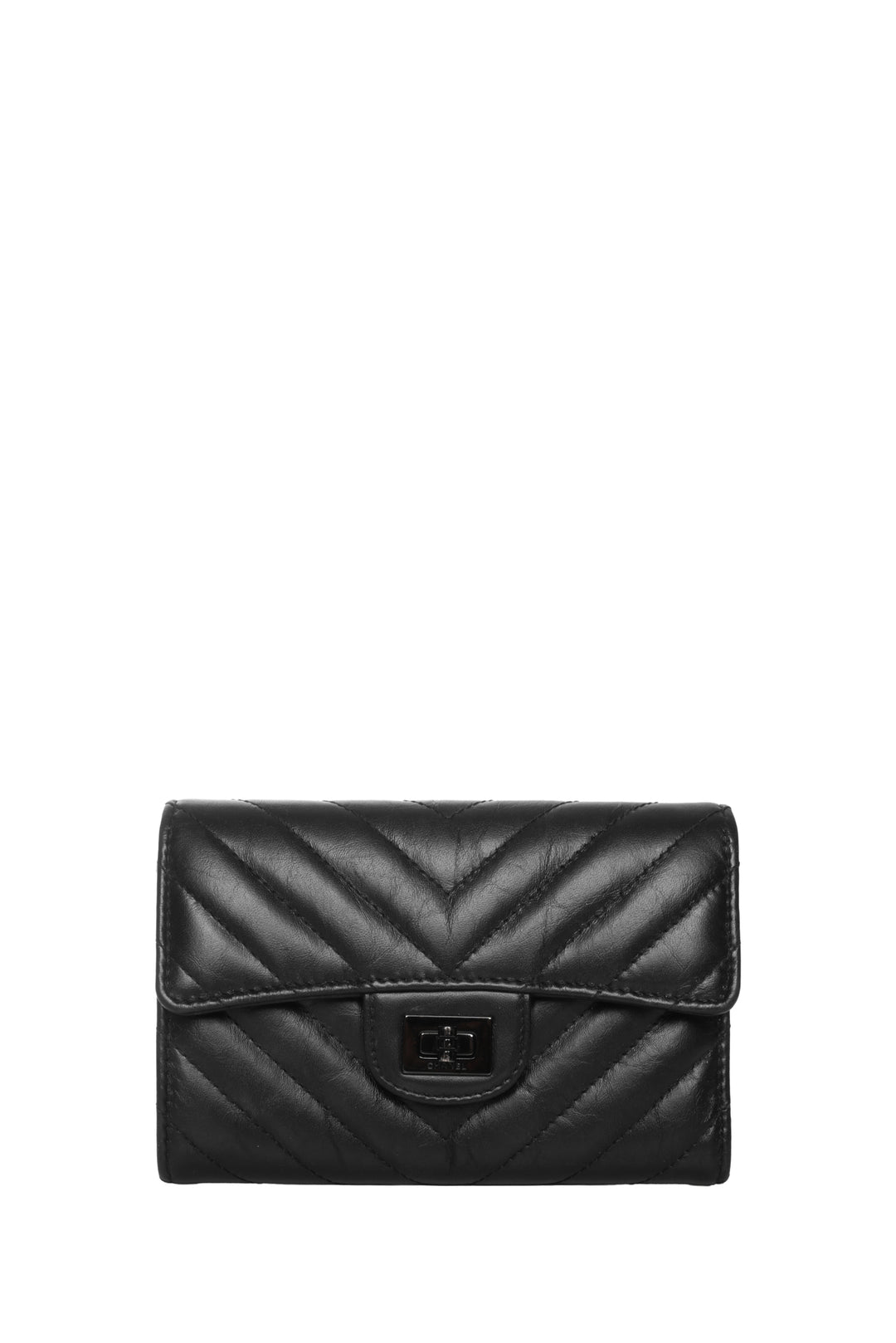 Chanel 2018 So Black Reissue 2.55 Trifold Wallet