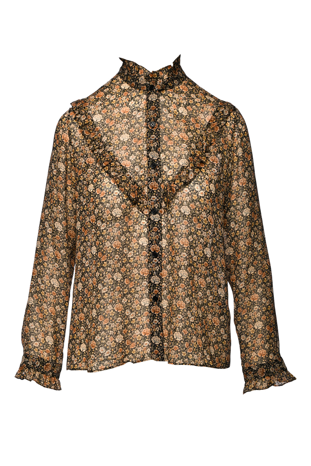 Nili Lotan Size M Floral Ruffle Blouse