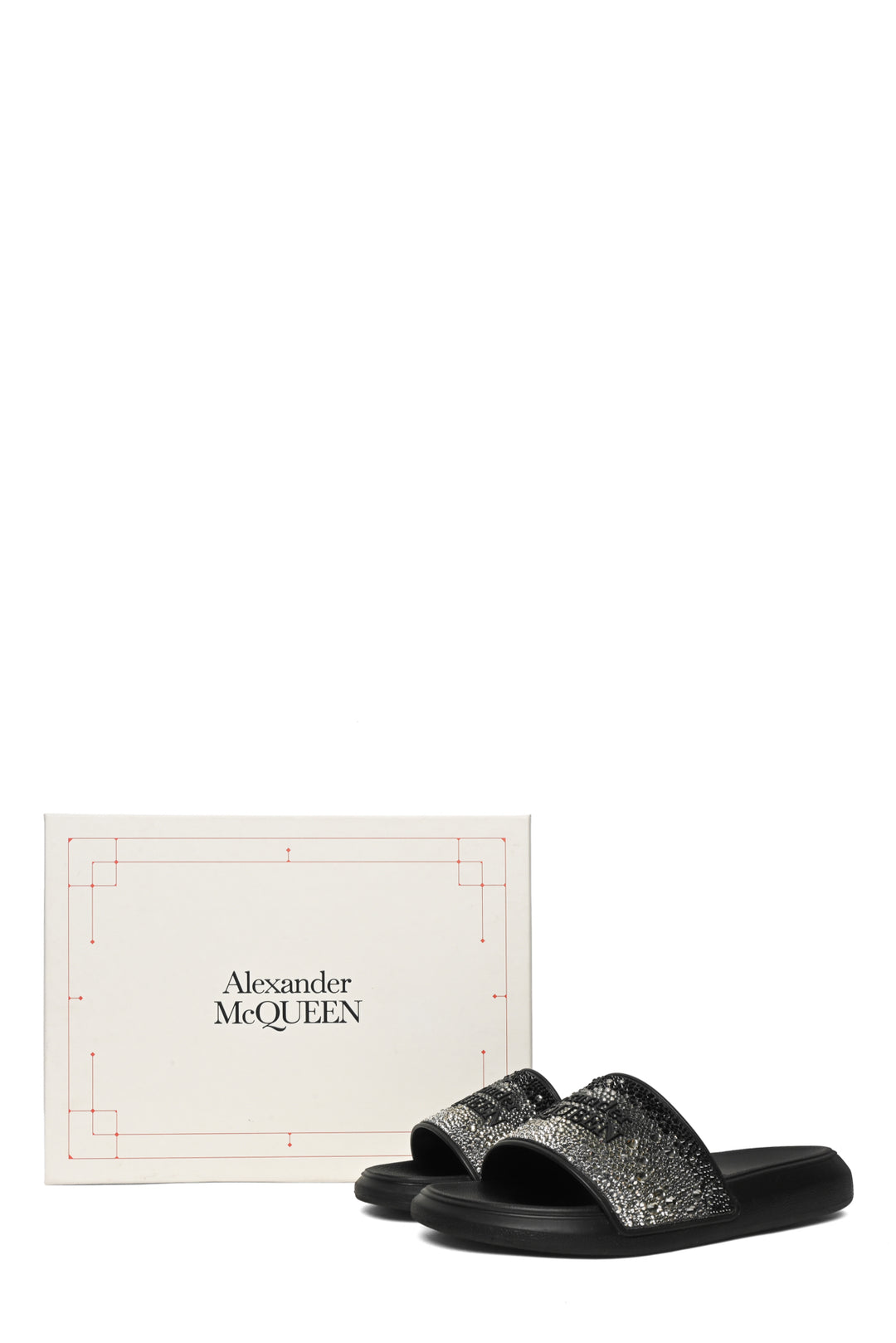 Alexander Mcqueen Size 36 Crystal Embellished Logo Slide Sandals