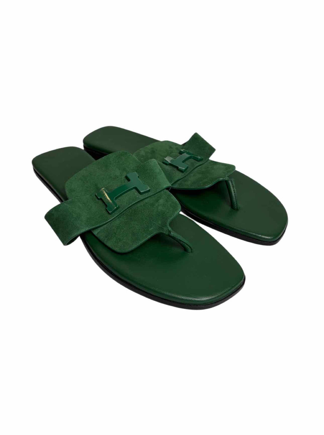 Hermes Size 37 Gallery Leather Logo Sandals
