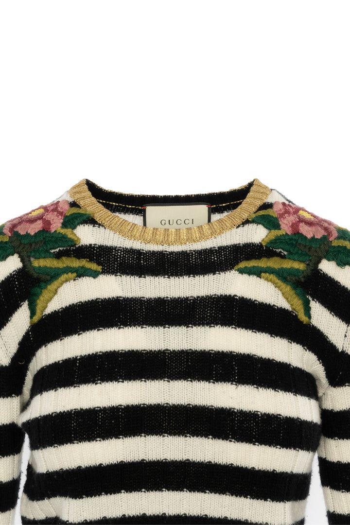 Gucci Size XS Floral Embroidered Cashmere & Wool Blend Sweater