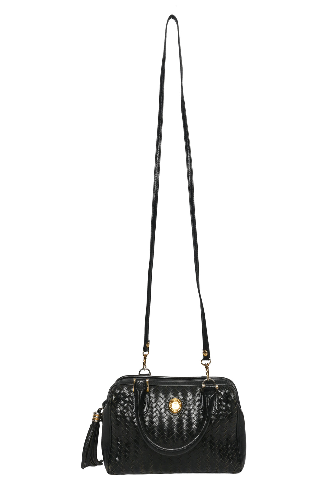 Fendi Vintage Woven Leather Mini Boston Bag