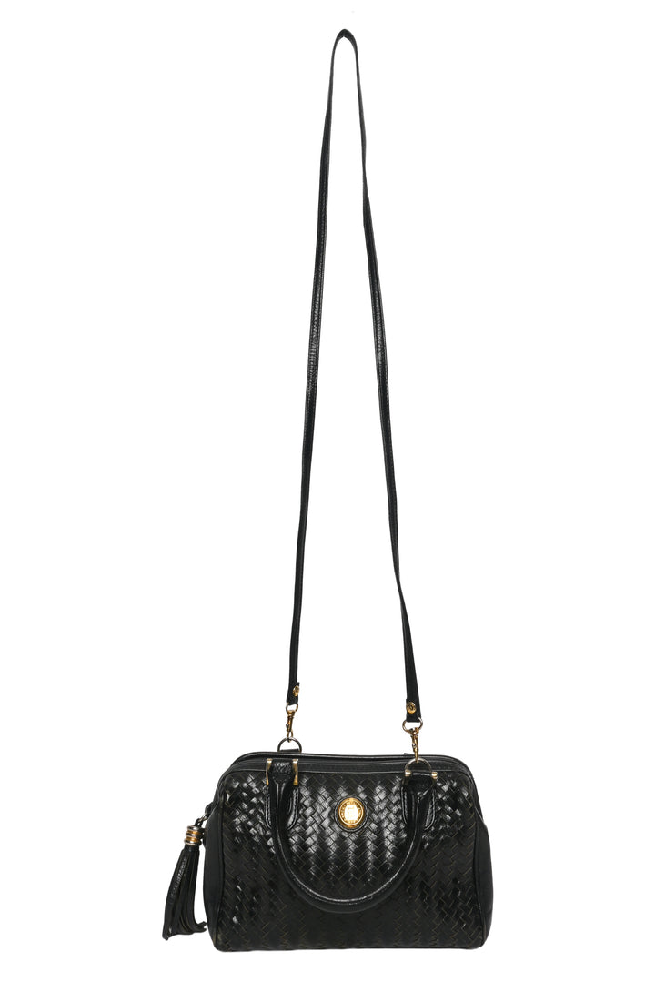 Fendi Vintage Woven Leather Mini Boston Bag