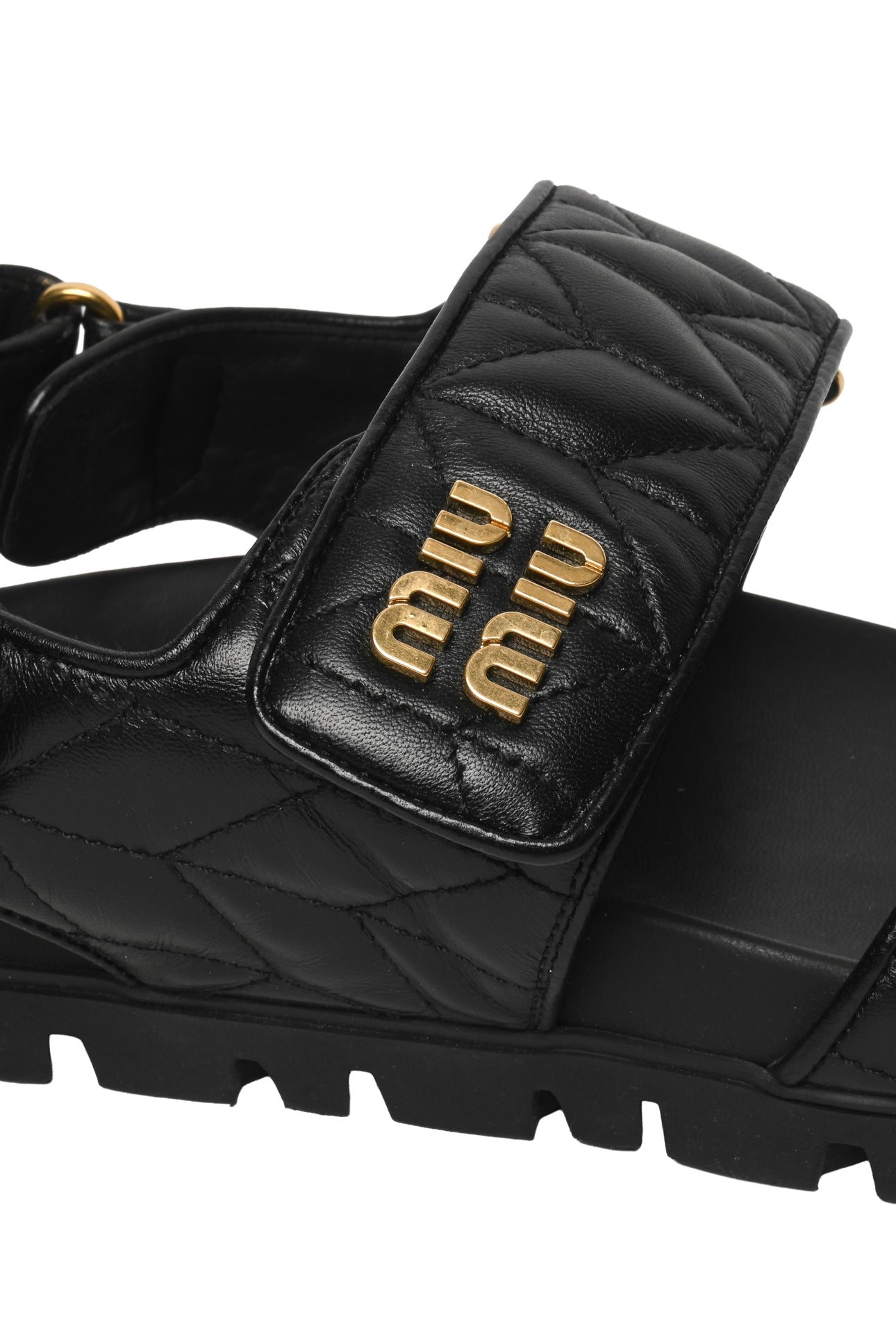 miu miu ロゴプリント スパッツ 38 Miu Miu Size 38 Matelasse Leather Sport Sandals - Luxury Used