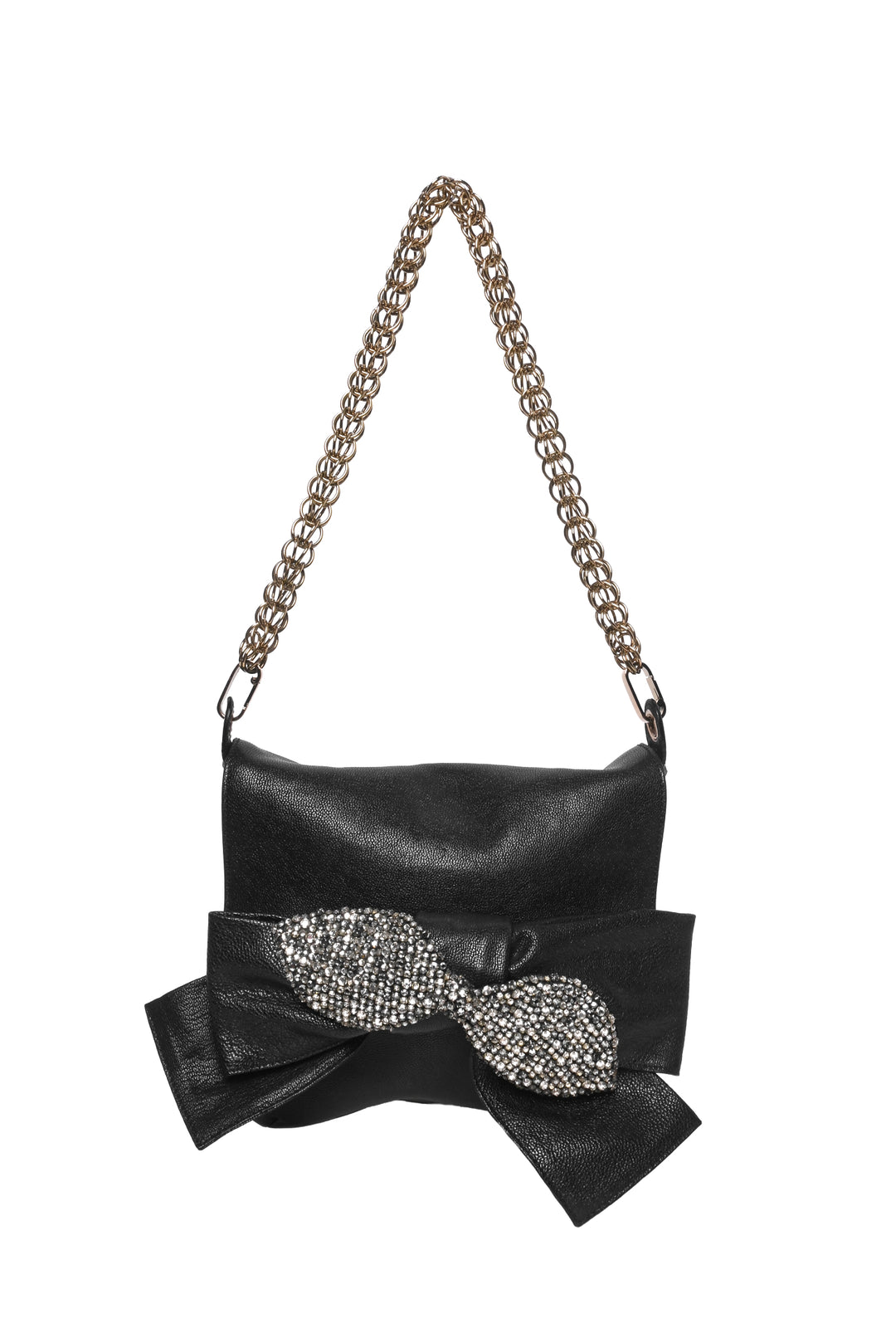 Chloe Vintage Rhinestone Bow Leather Shoulder Bag