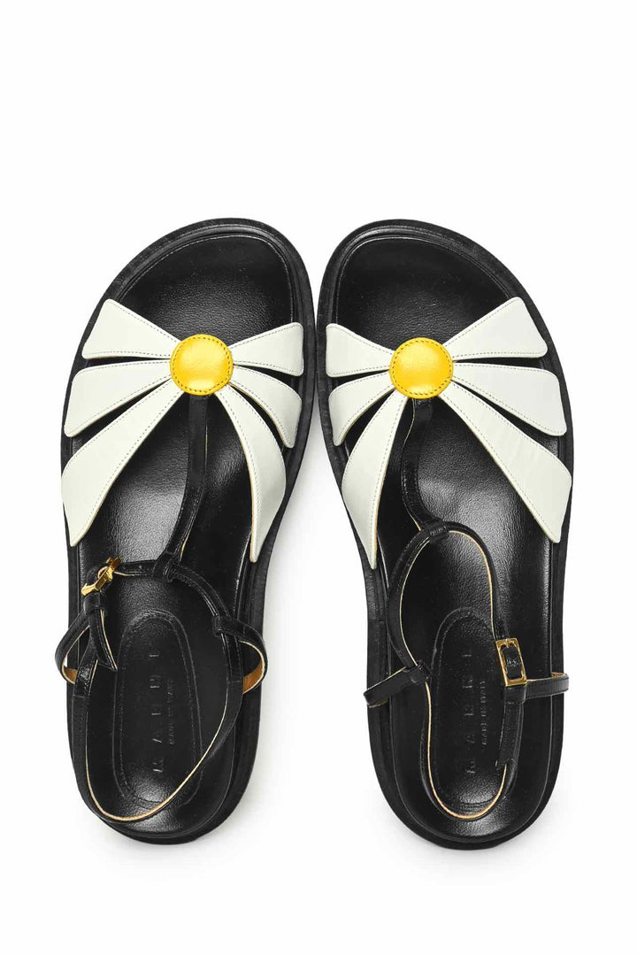 Marni Size 38.5 Fussbett Daisy Leather Sandals