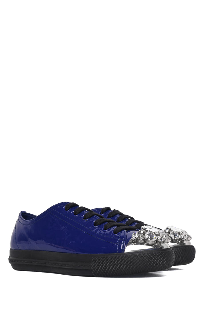 Miu Miu Size 35.5 Patent Leather Embellished Sneaker