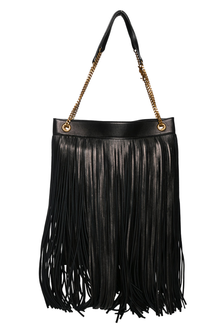 Saint Laurent 2020 Suede & Leather Large Grace Fringe Shoulder Bag