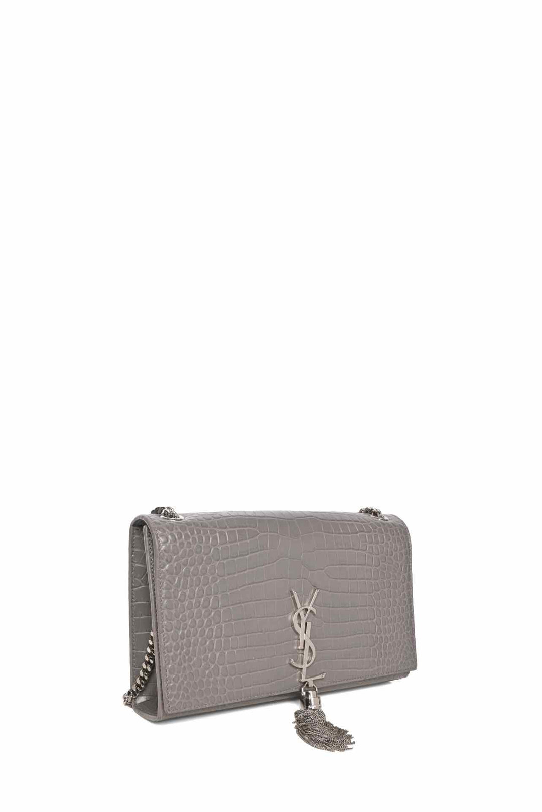Saint Laurent Croc Embossed Medium Kate Tassel Bag