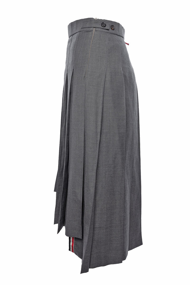 Thom Browne Size 40 Twill Pleated Midi Skirt