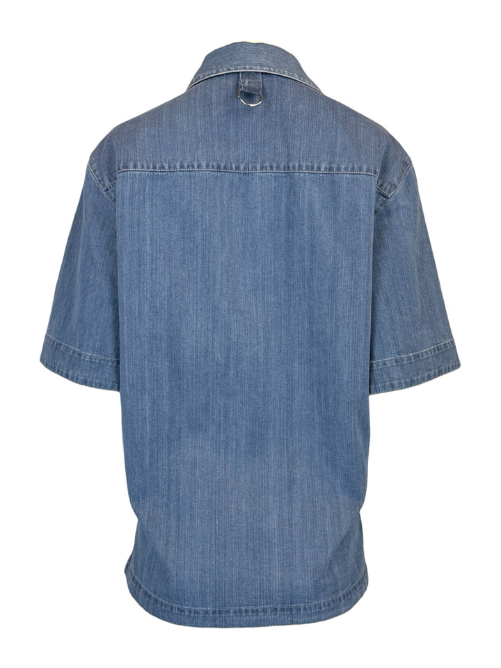 Tibi Size M Summer Denim Camp Shirt
