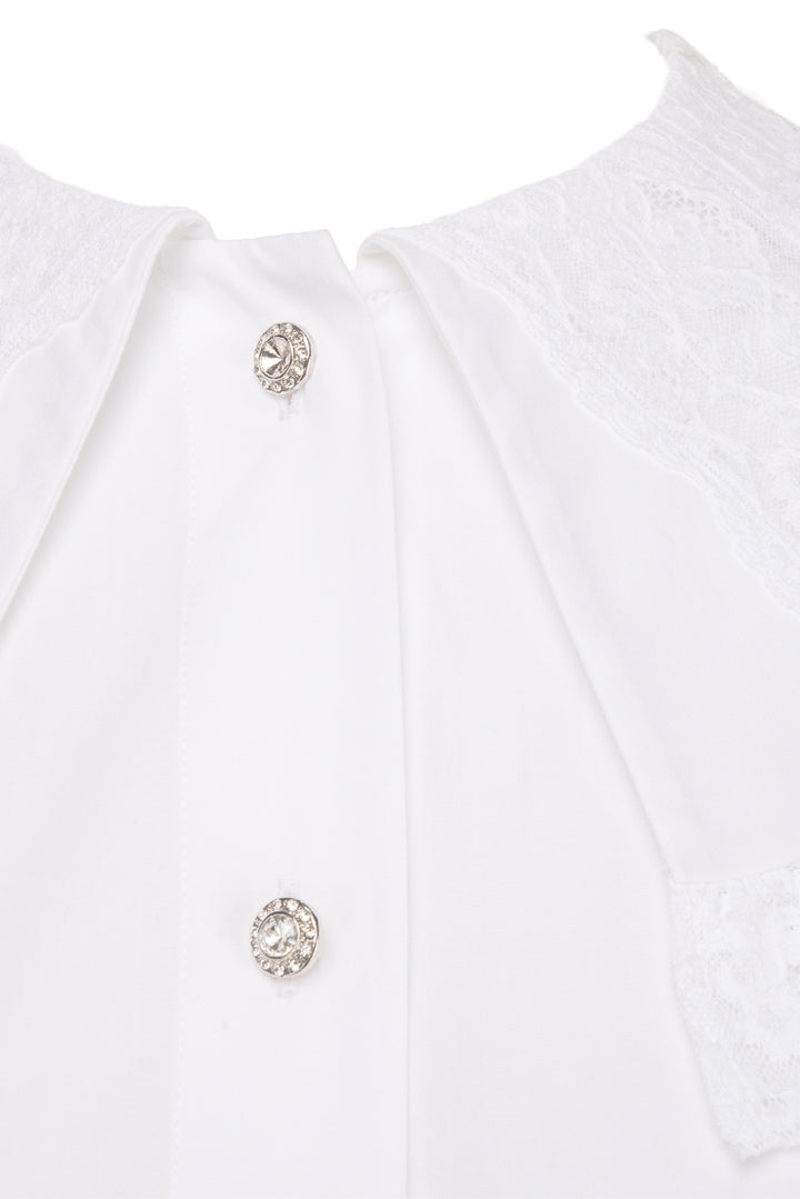 Alessandra Rich Size 2 Lace Collar Puff-Sleeve Shirt