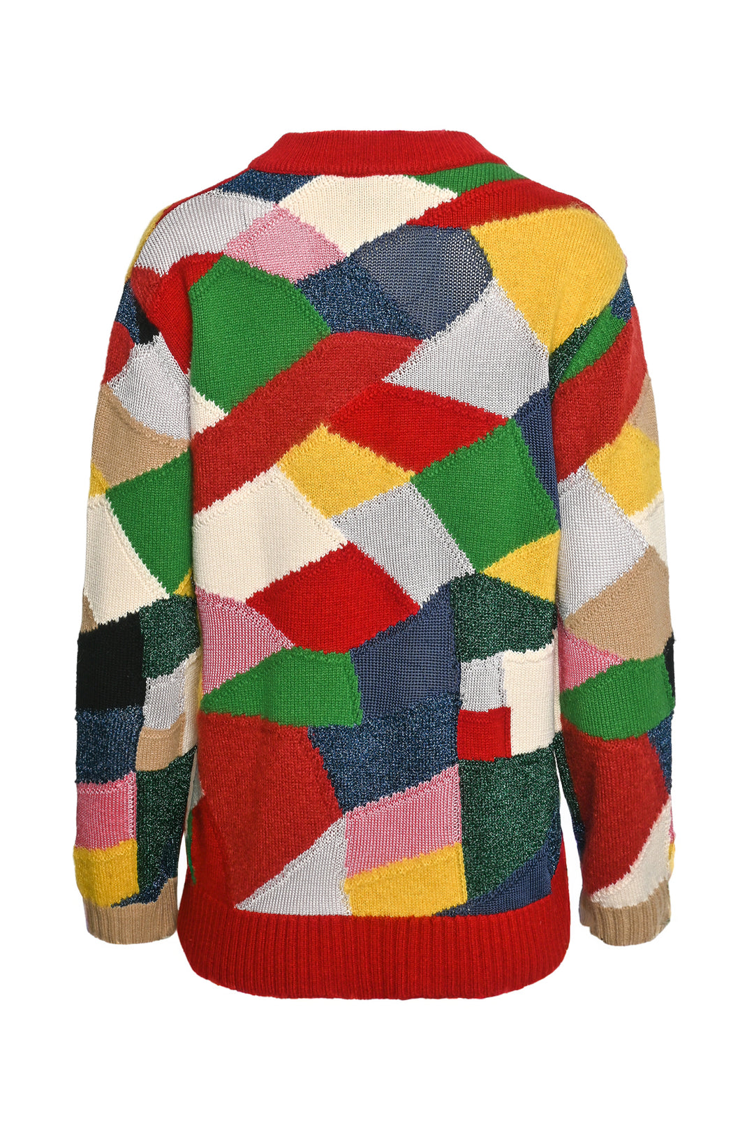 Burberry Size S Patchwork Cashmere And Wool Blend Sweater