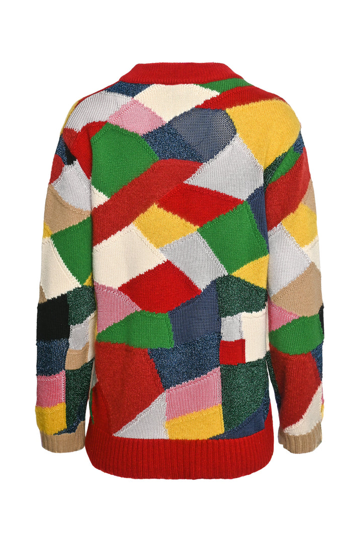 Burberry Size S Patchwork Cashmere And Wool Blend Sweater