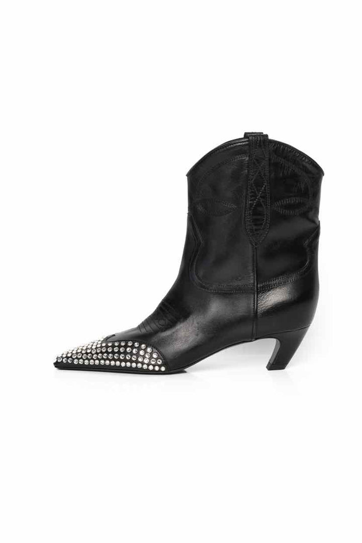 Khaite Size 36.5 Crsytal Embellished Western Ankle Boots