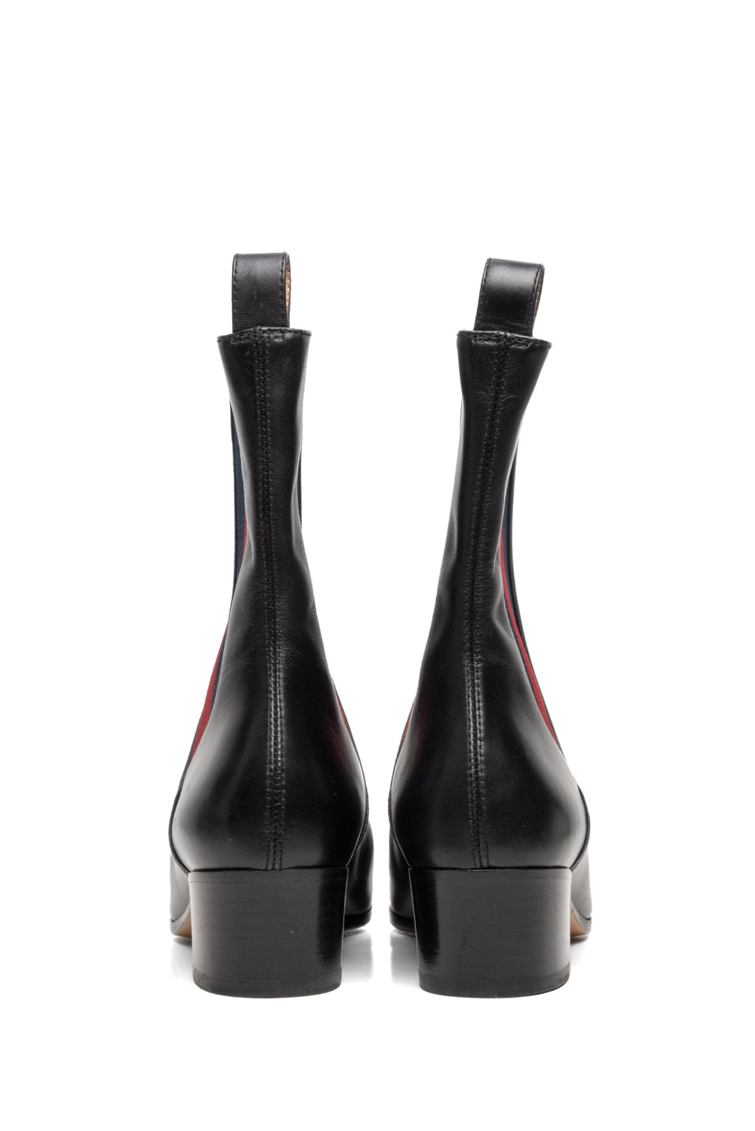 Gucci Size 35.5 Calfskin Web Karen Ankle Boots