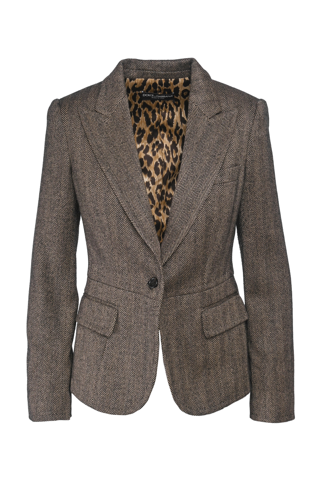 Dolce & Gabbana Size S Single Breasted Herringbone Blazer