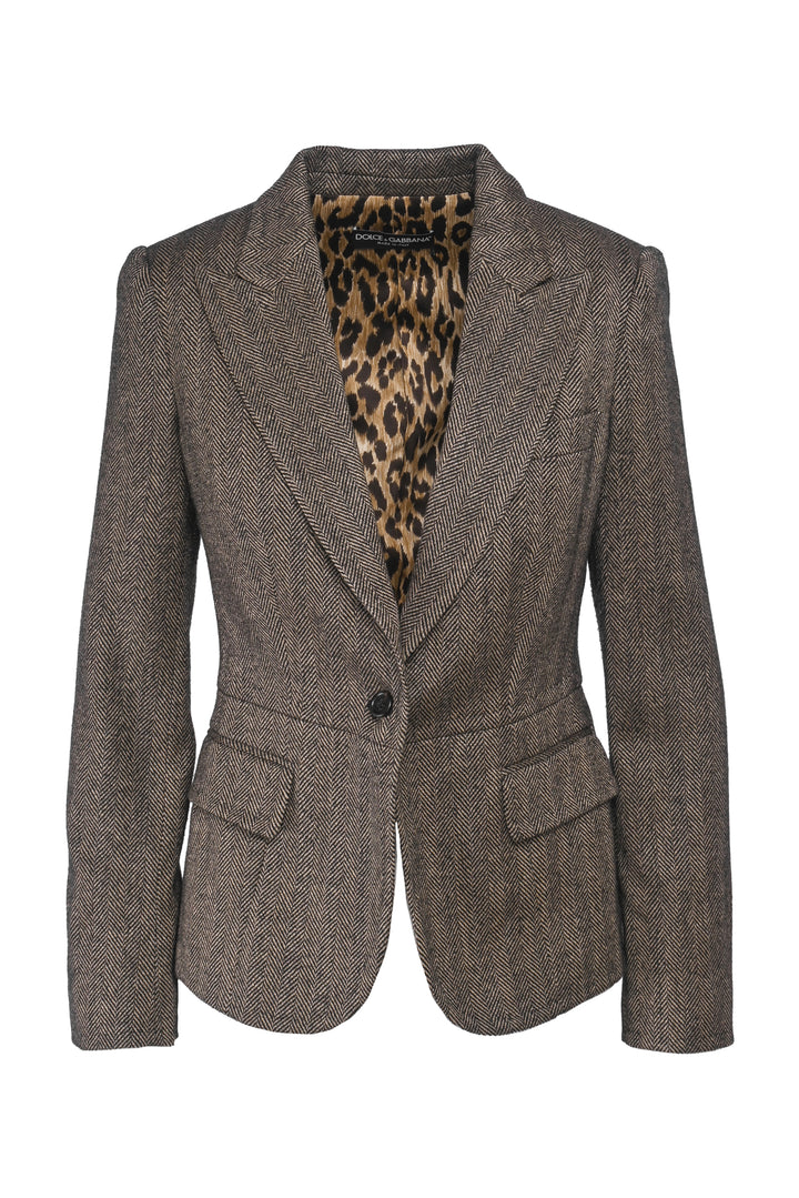 Dolce & Gabbana Size S Single Breasted Herringbone Blazer