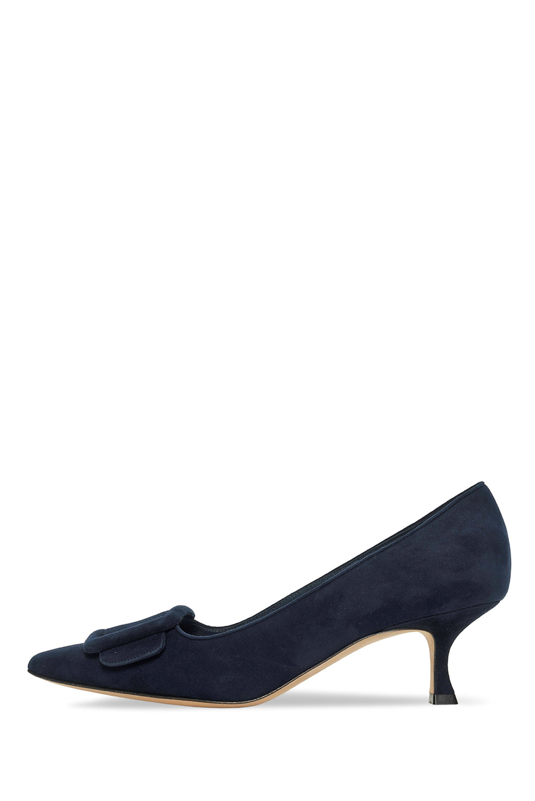 Manolo Blahnik Size 39 Navy Blue Suede Buckle Detail Pumps