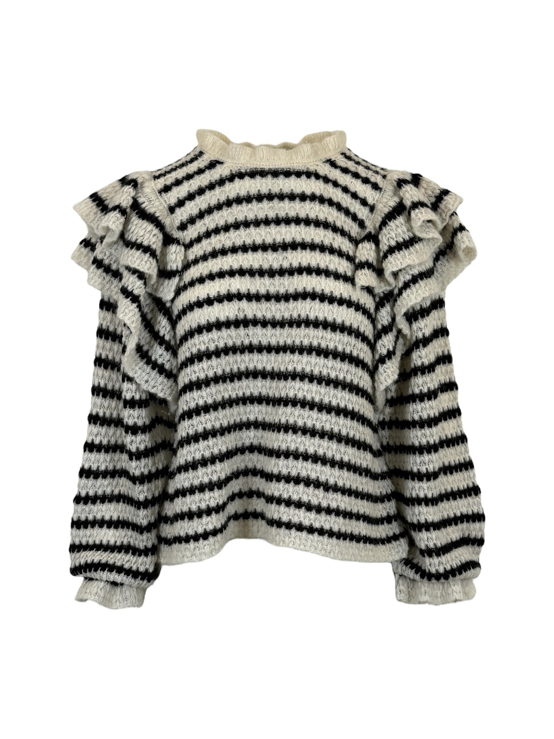 Ulla Johnson Size S Frilly Striped Alpaca-Blend  Sweater