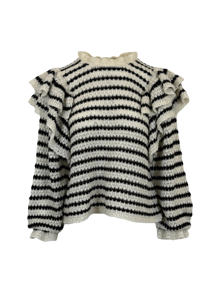 Ulla Johnson Size S Frilly Striped Alpaca-Blend  Sweater
