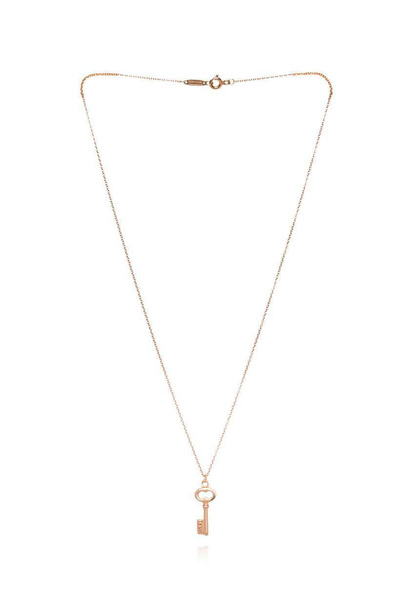 Tiffany 18k Yellow Gold Mini Oval Key Pendant Necklace