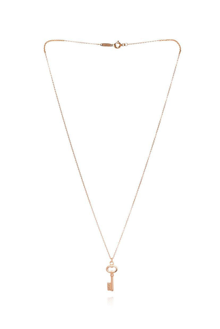 Tiffany 18k Yellow Gold Mini Oval Key Pendant Necklace