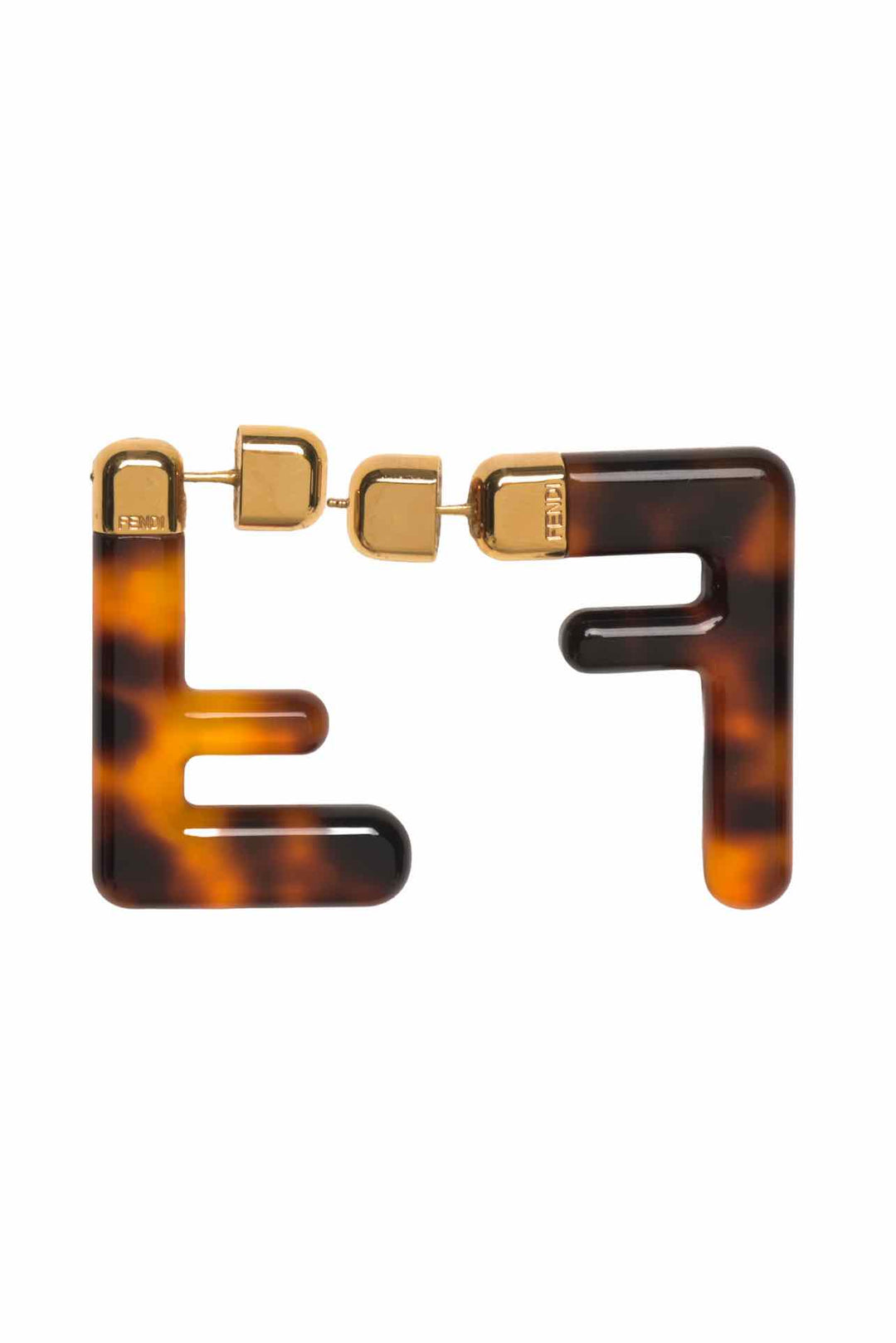 Fendi Tortoiseshell Resin FF Logo Earrings