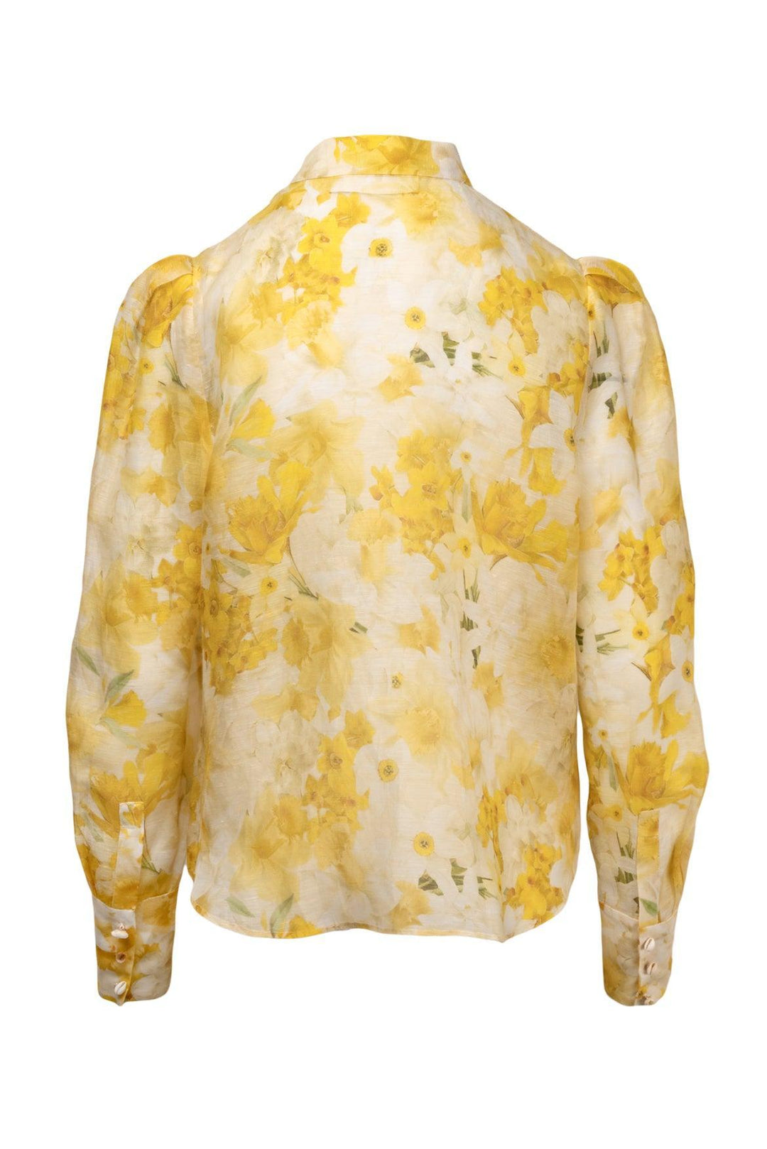 Zimmermann Size 3 Wonderland Daffodil Print Linen & Silk Blend Blouse