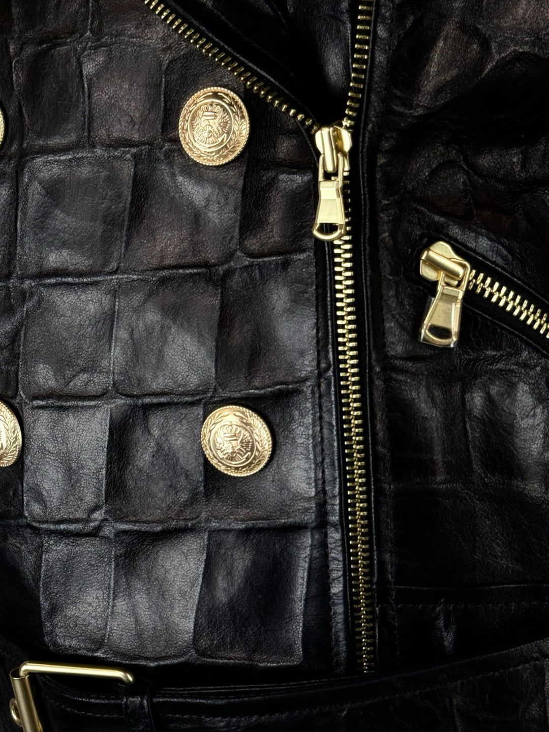 L'Agence Size XS Croc Embossed Moto Leather Jacket