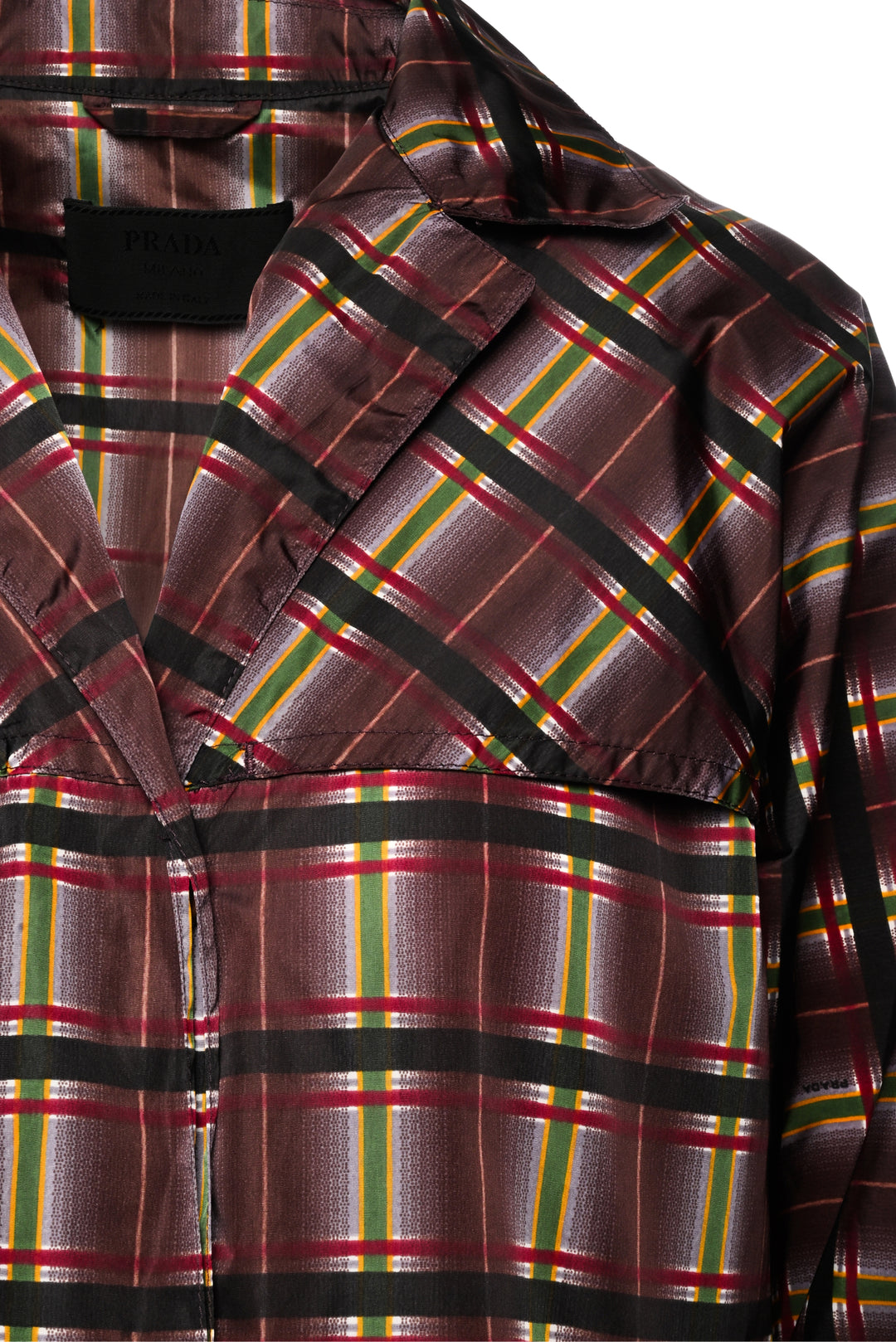 Prada Size L Vintage Nylon Plaid Trench Coat