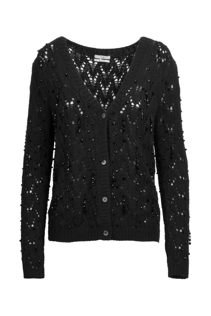 Co Size L Wool & Cashmere Blend Bead Embellished Cardigan