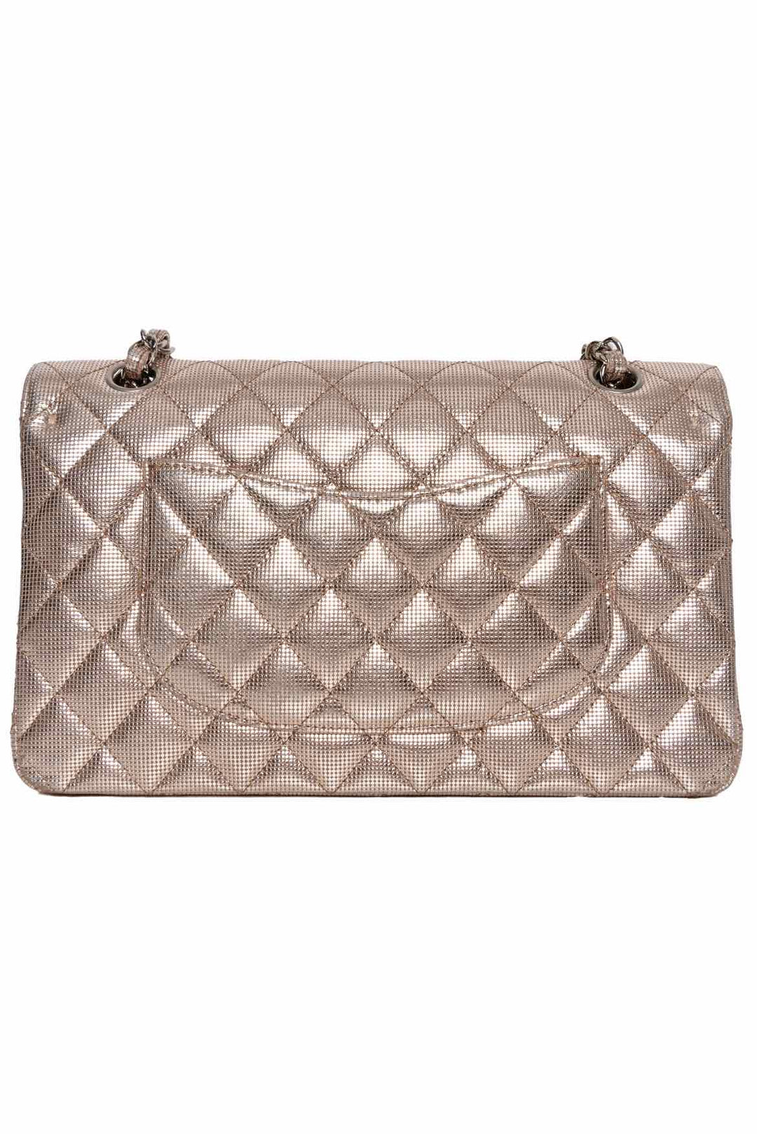 Chanel 2016 Rose Gold Pixel Effect Quilted Leather Medium Double Flap Purse