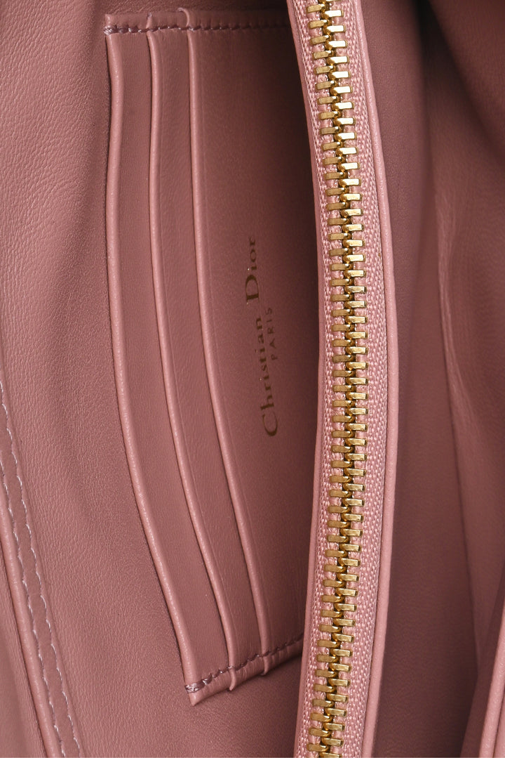 Dior 2022 Caro Rose Macrocannage Padded Quilted Leather Pouch Chain Crossbody