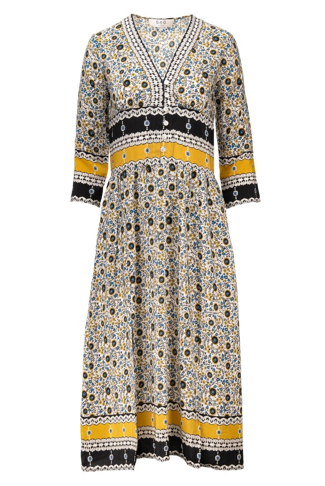 Sea New York Size 2 Floral Silk Midi Dress