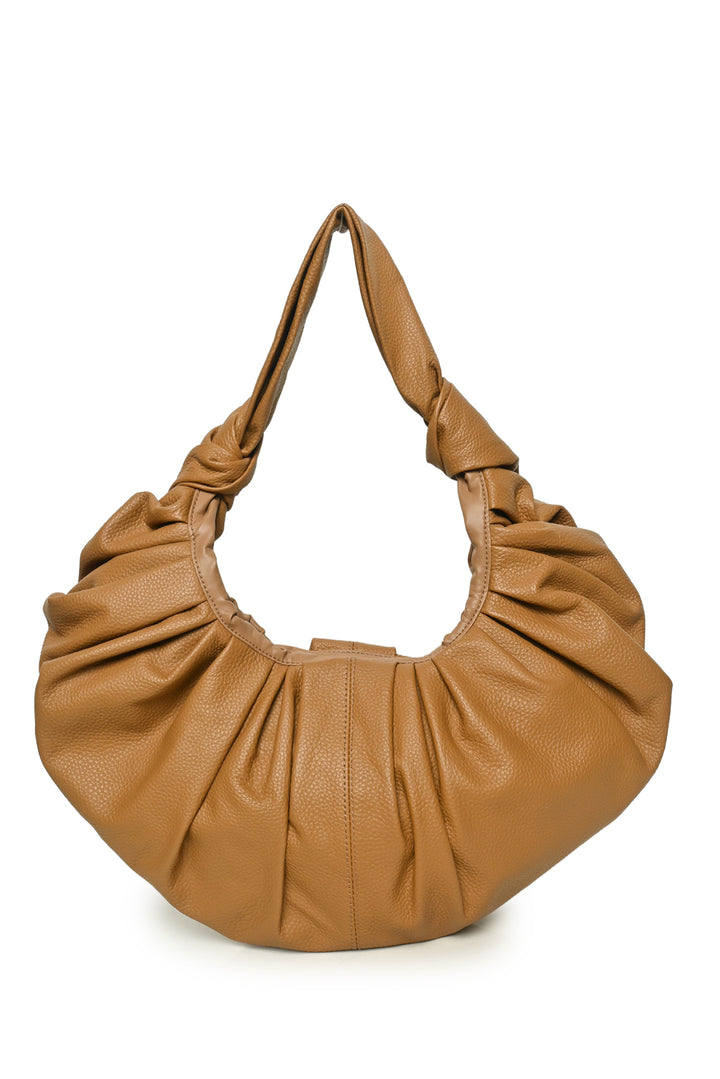 Gia Studios Croissant Pleated Vegan Leather Shoulder Bag