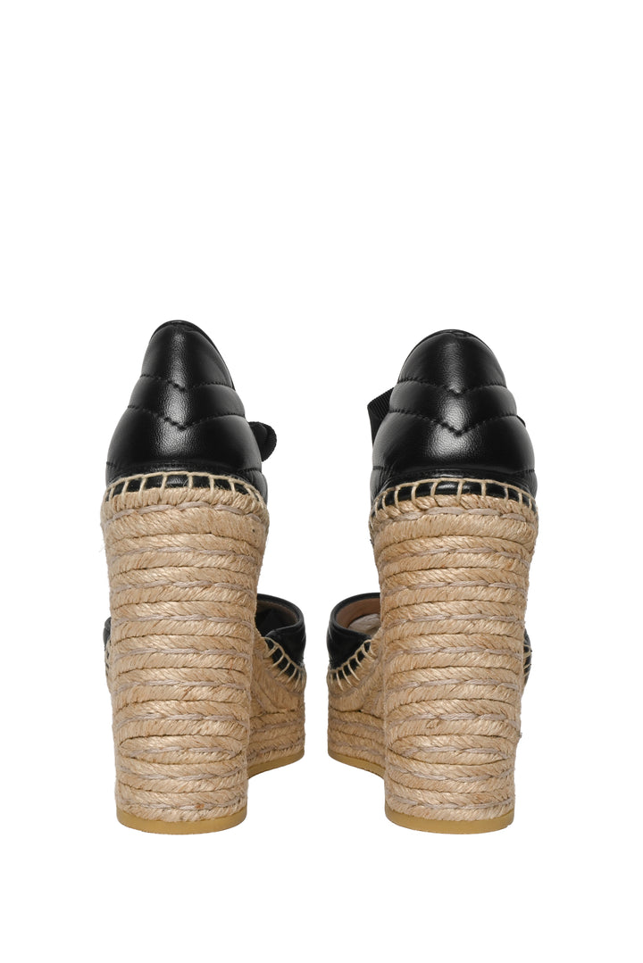 Gucci Size 35 Matelasse GG Marmont Ankle Wrap Platform Espadrille Wedges