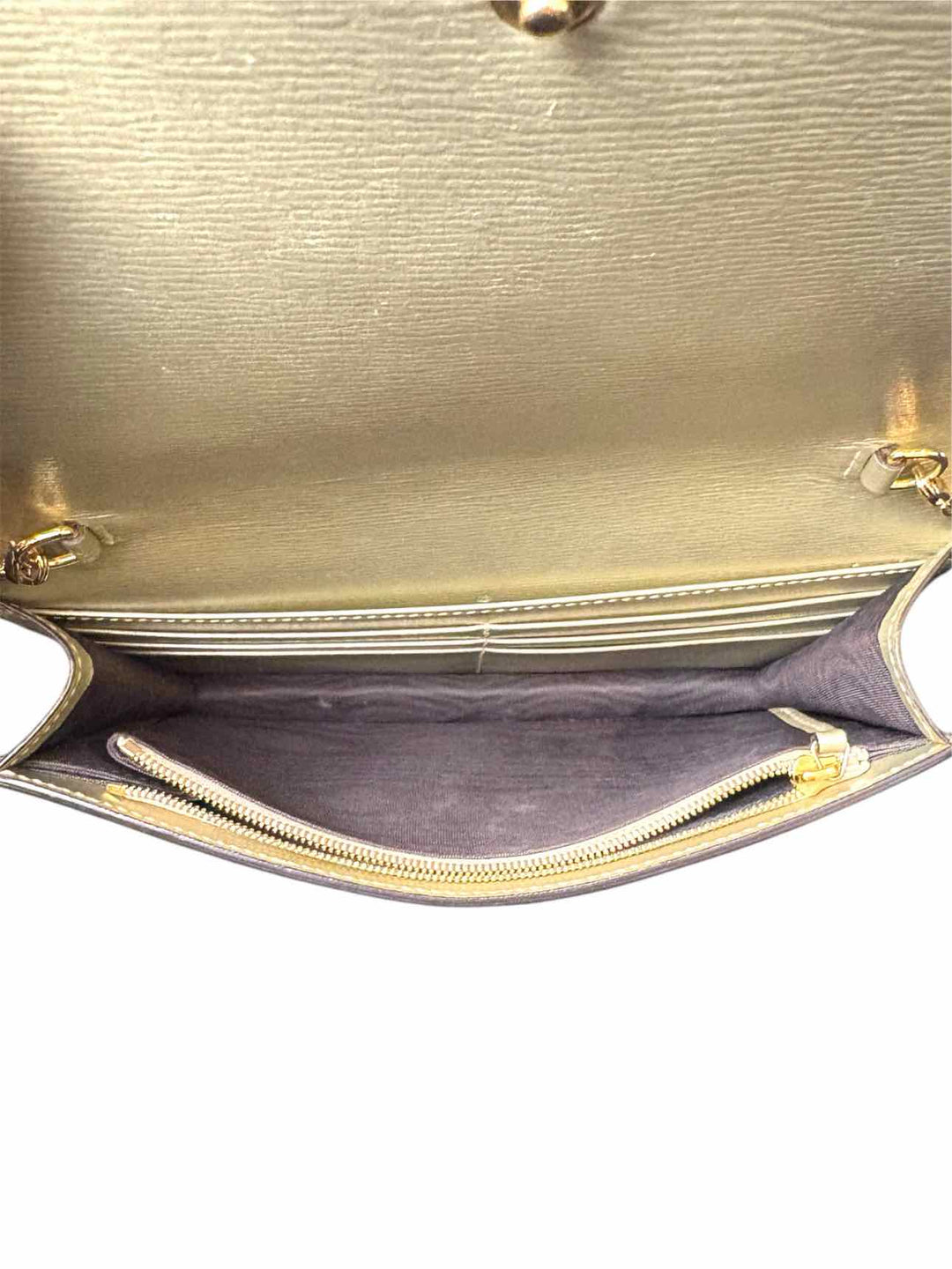 Gucci Gold Leather Blooms Wallet on Chain Purse