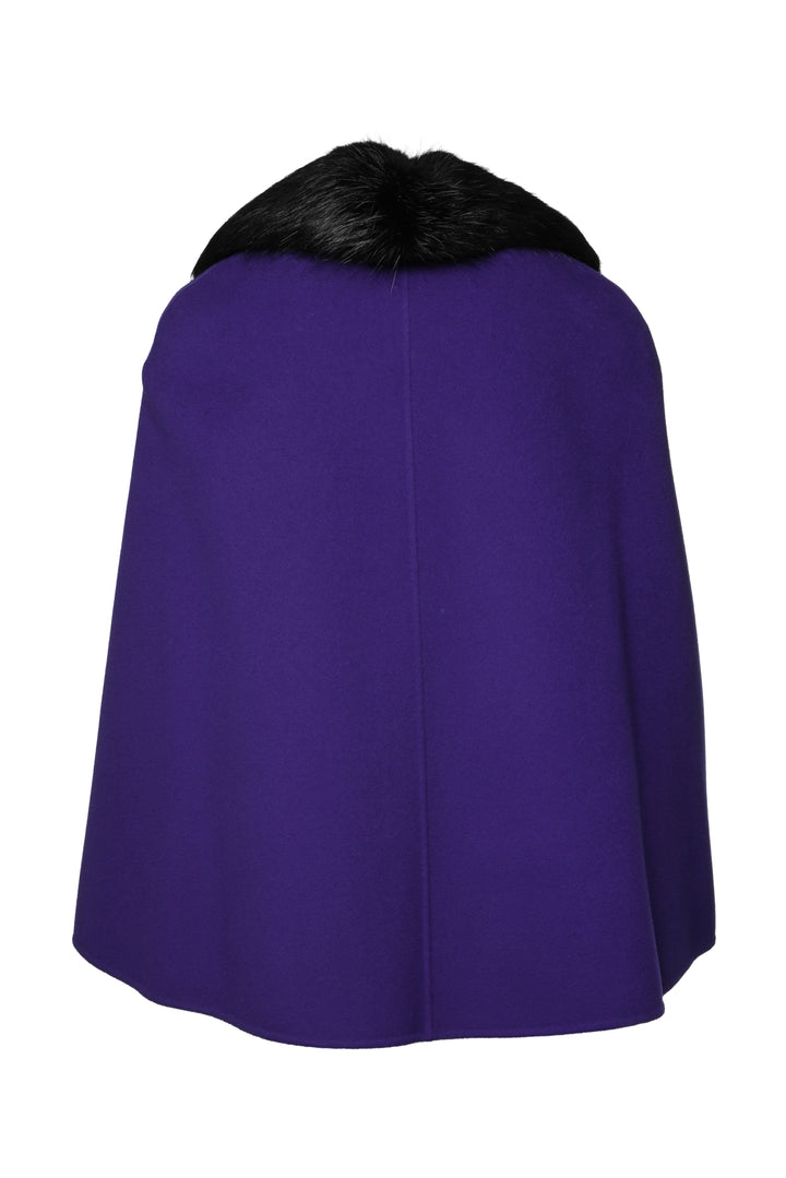 Emilio Pucci Size 4 Leather Trim Wool Cape