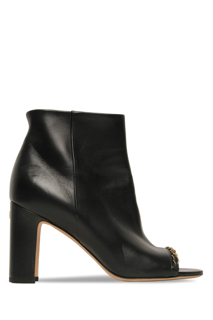 Chanel Size 37.5 Lambskin Open Tote Ankle Boots