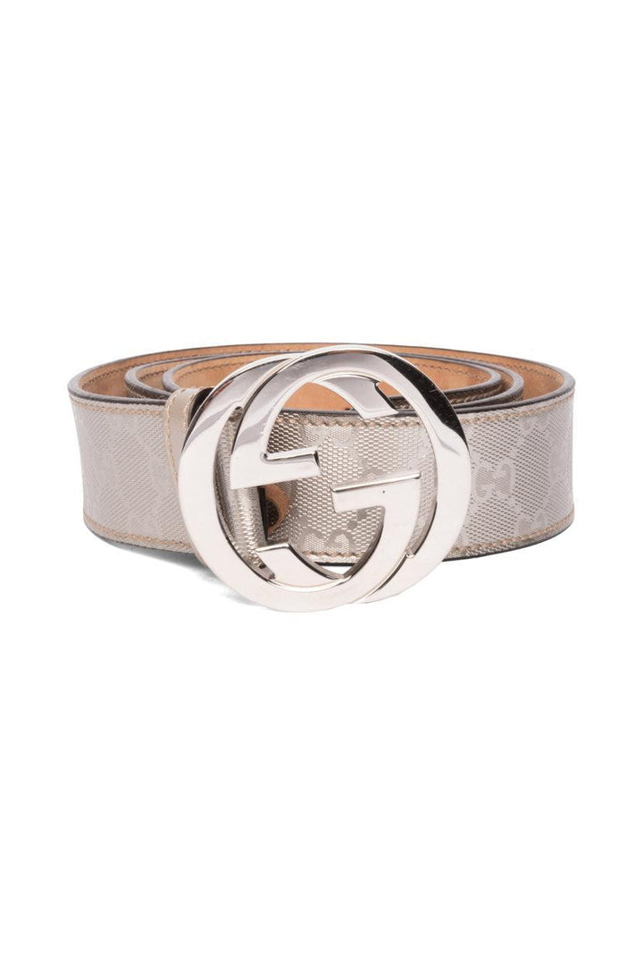 Gucci Size 40 GG Logo Metallic Belt