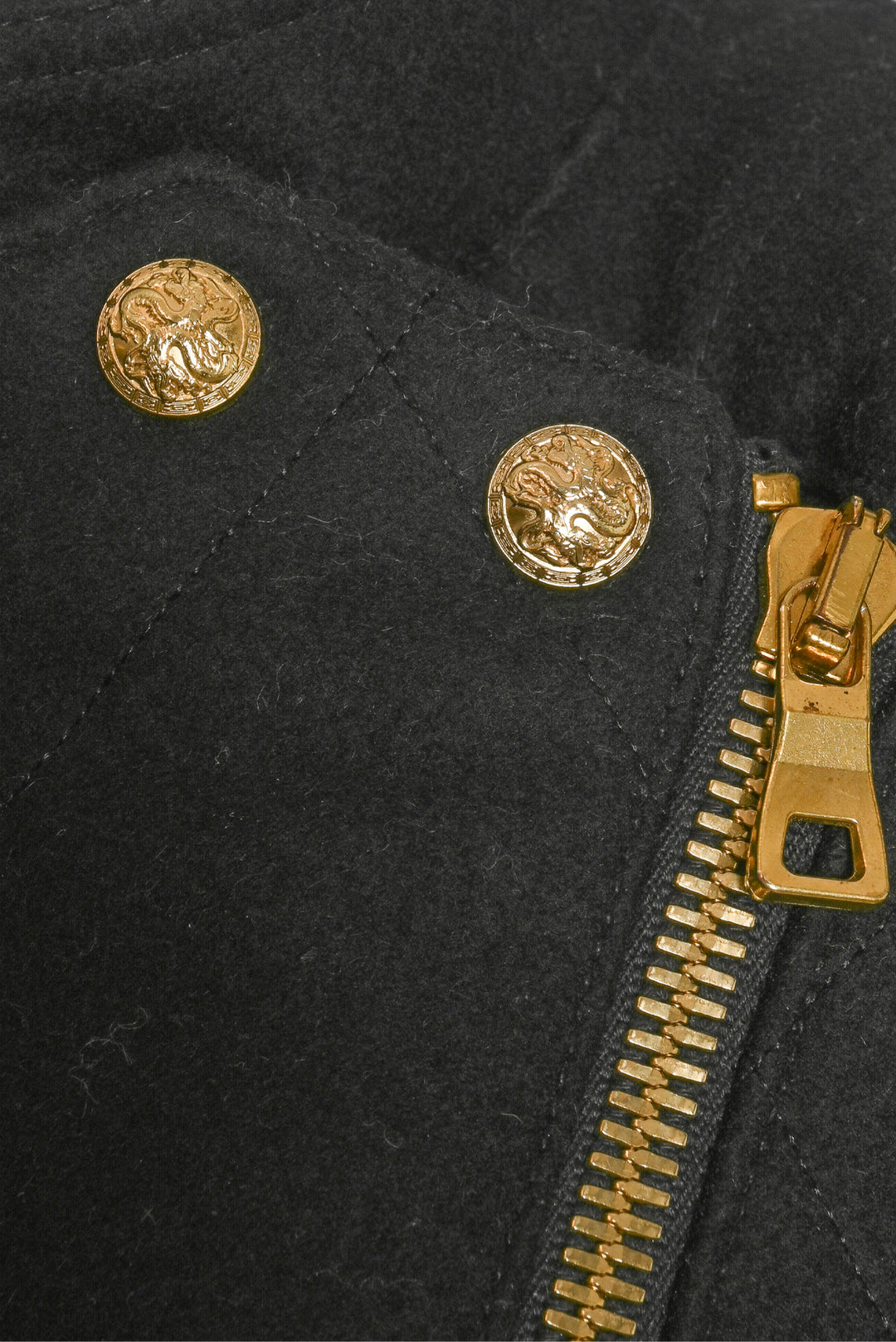 Balmain Size 36 Wool-Blend Quilted Moto Jacket