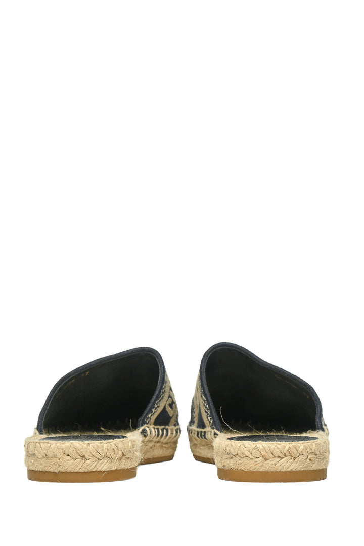 Dior Size 37 Oblique Canvas Granville Espadrille Mules