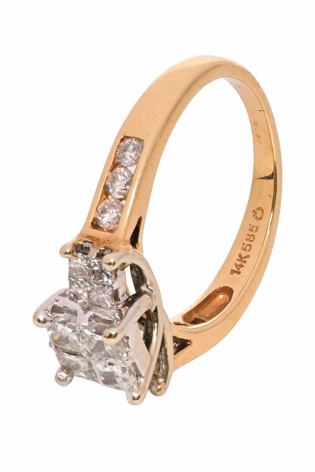 14K Yellow Gold & White Gold Diamond Size 6 Ring