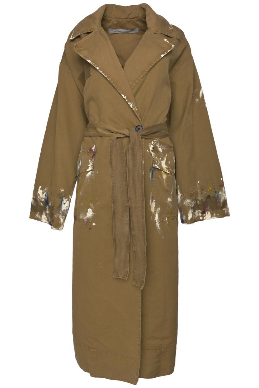 Raquel Allegra Size 2 Hand Painted Duster Trench Coat