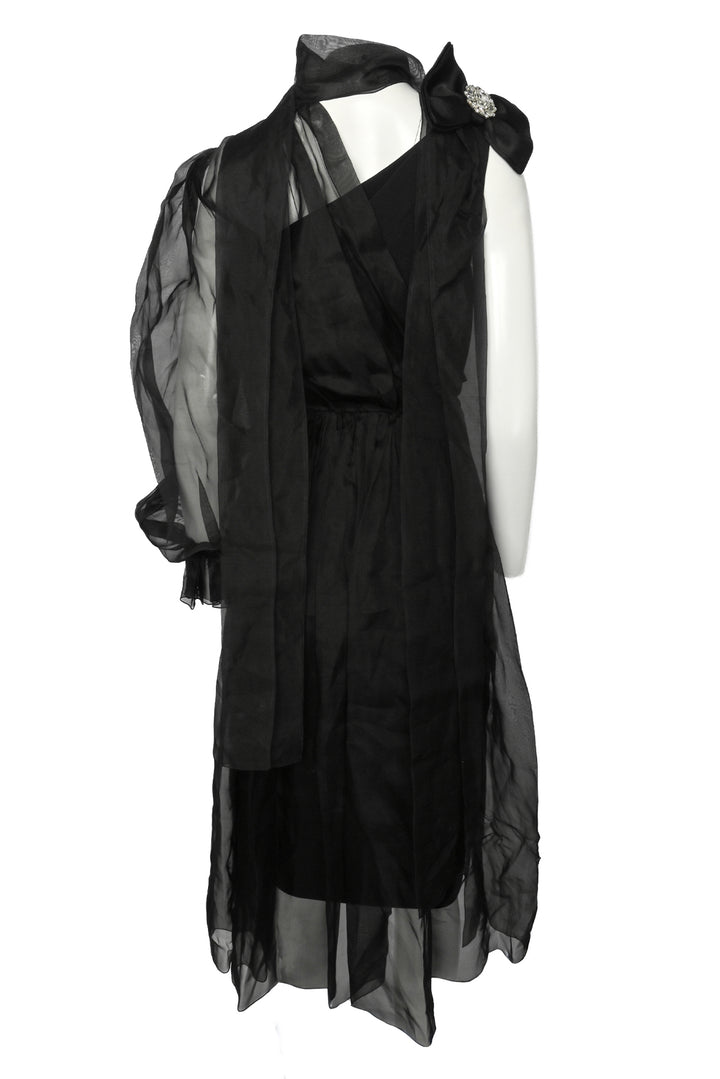 Dolce & Gabbana Size 38 Bow Crystal Embellished Silk Dress