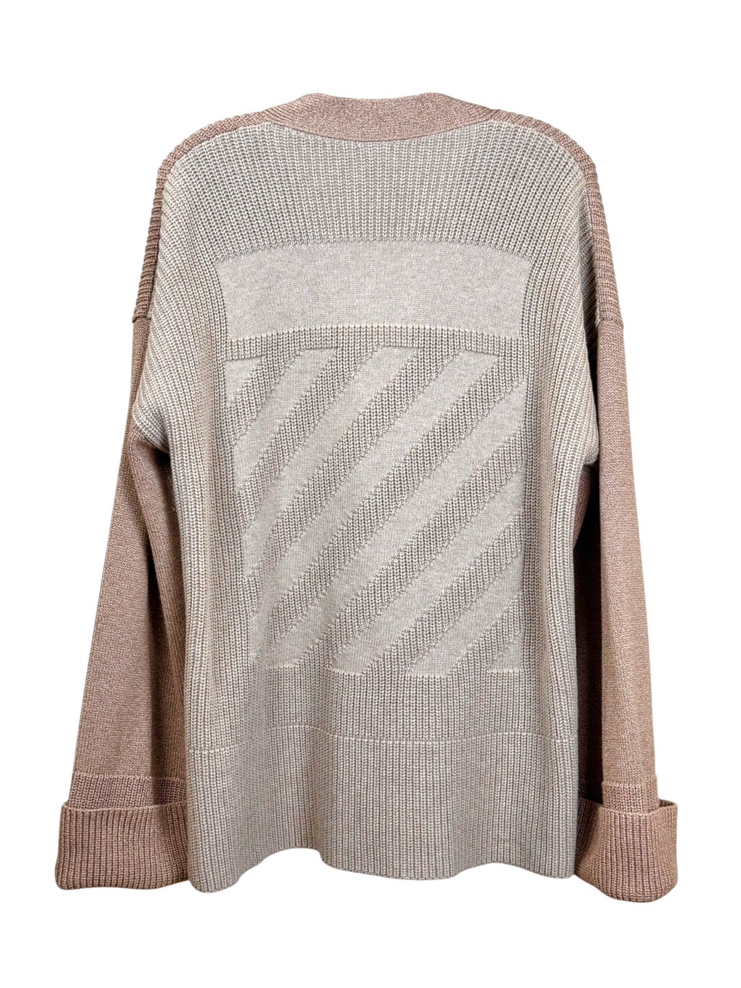 Off White Size 44 Diag Languid Contrast-Panel Knitted Cardigan
