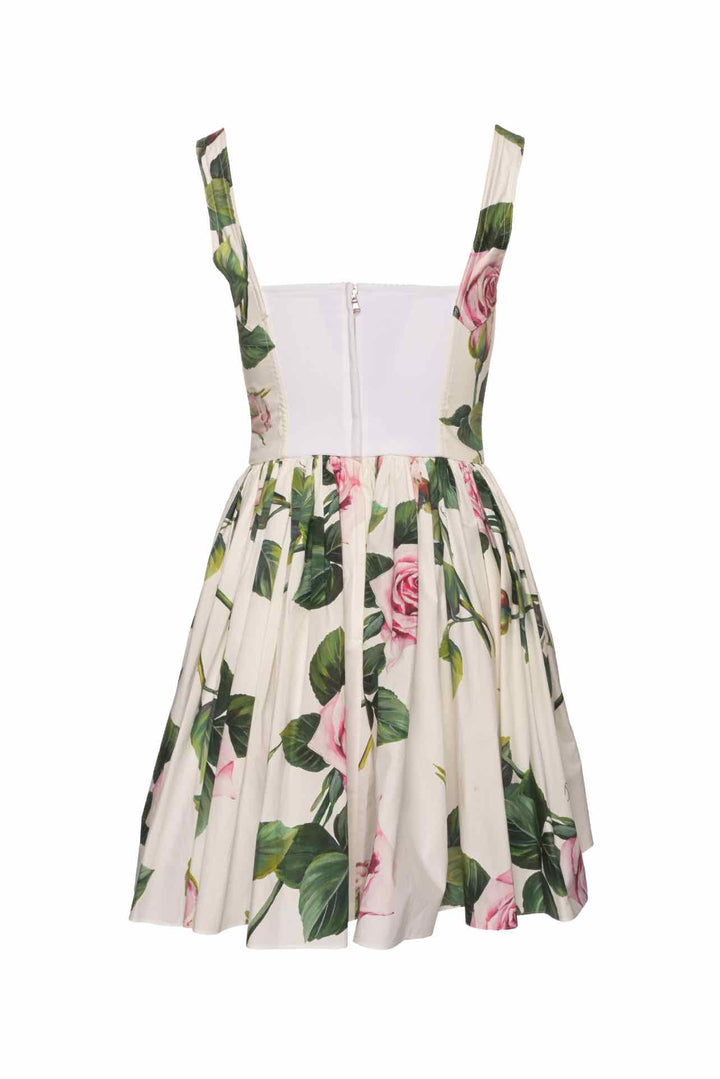 Dolce & Gabbana Size 4 Tropical Rose Print Mini Dress